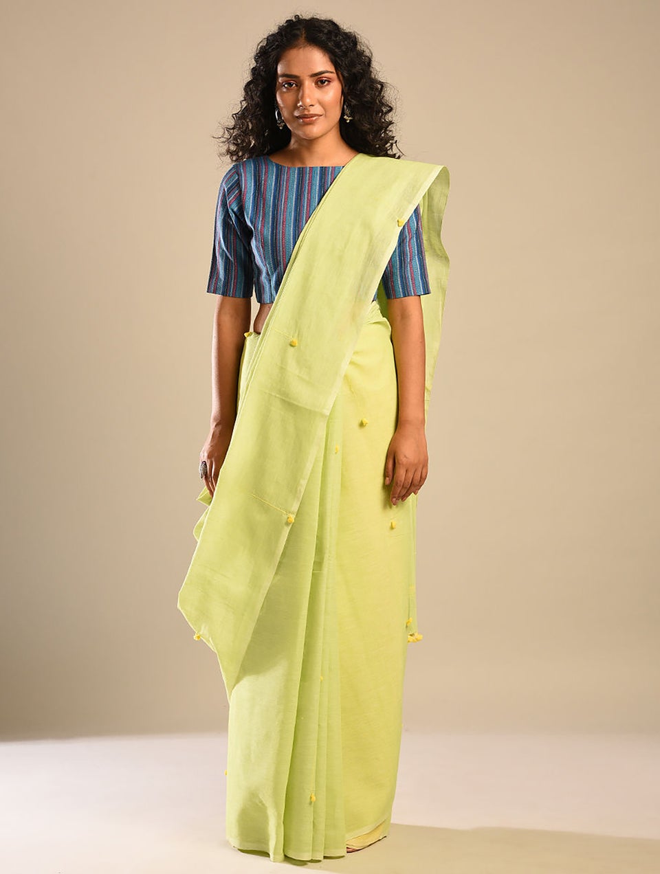 Women Green Handwoven Cotton Saree