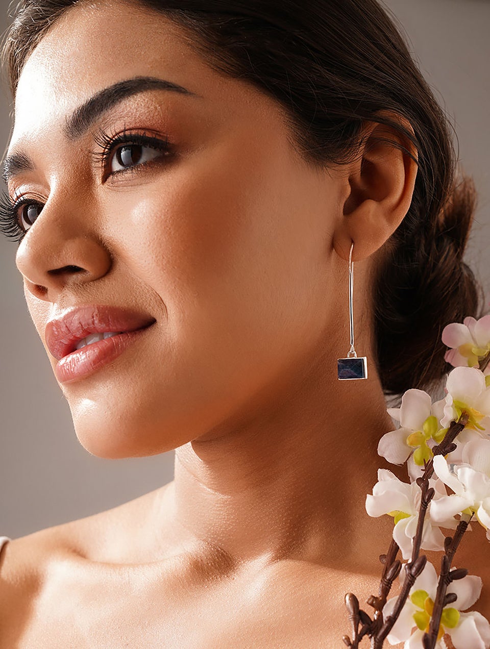 Women Silver Earrings With Sodalite