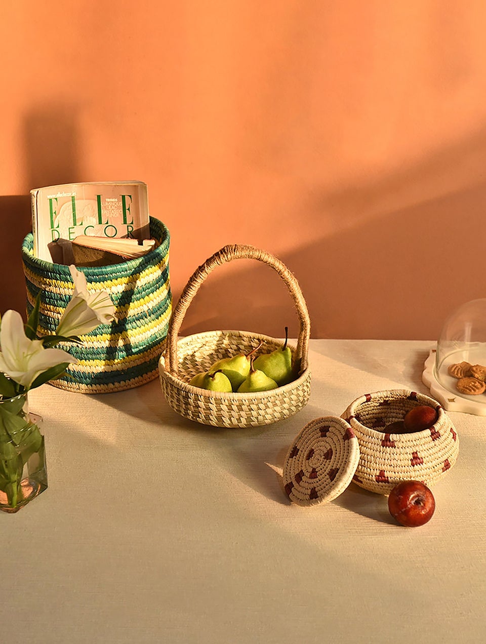 Handwoven Sabai Grass Basket With Lid