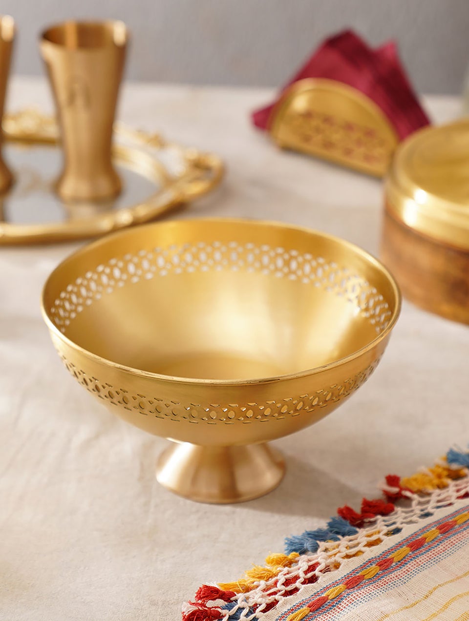 Handcrafted Brass Serving Bowl Jaypore US