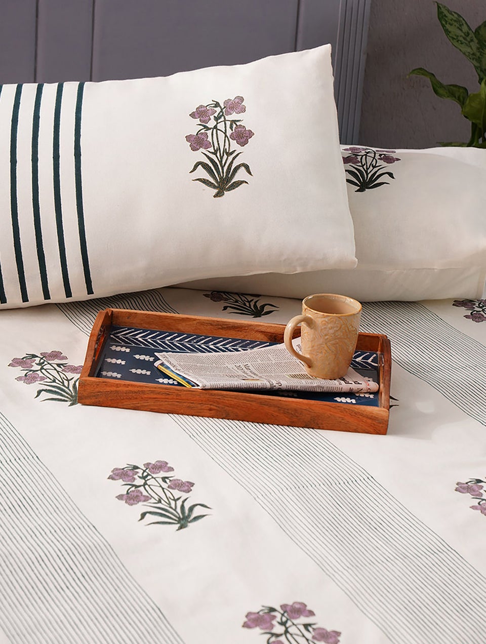 Handblock Printed Cotton Bedcover With Pillow Covers