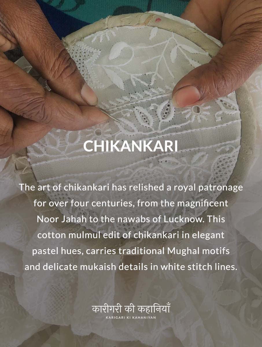 Women Coral Chikankari Cotton Tunic With Mukaish
