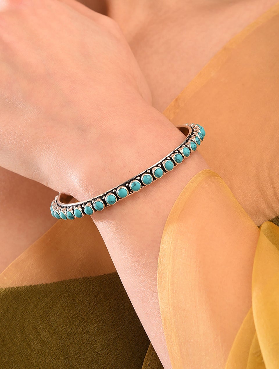 Women Antique Silver Non Adjustable Silver Bangles