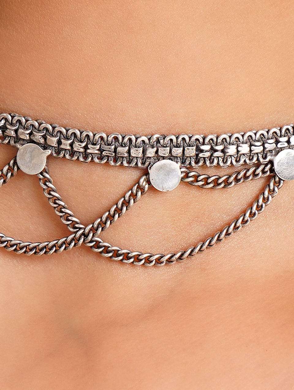 Women Silver Choker Necklace