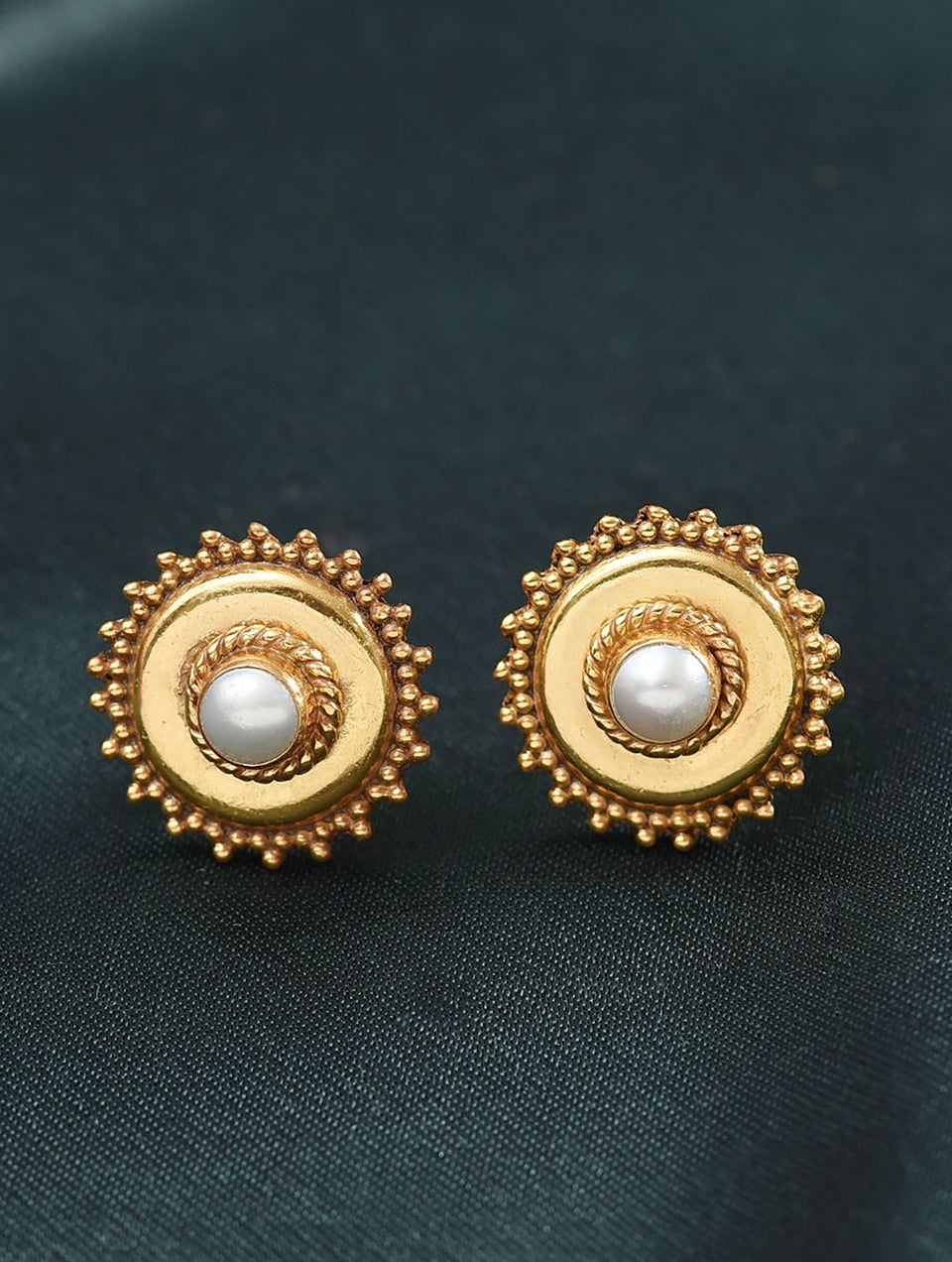 Women Gold Push Back Silver Studs