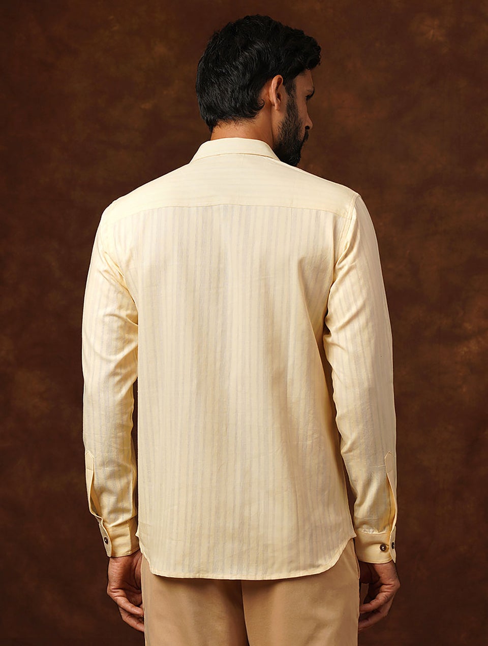 Men Ivory Full Sleeves Cotton Shirt