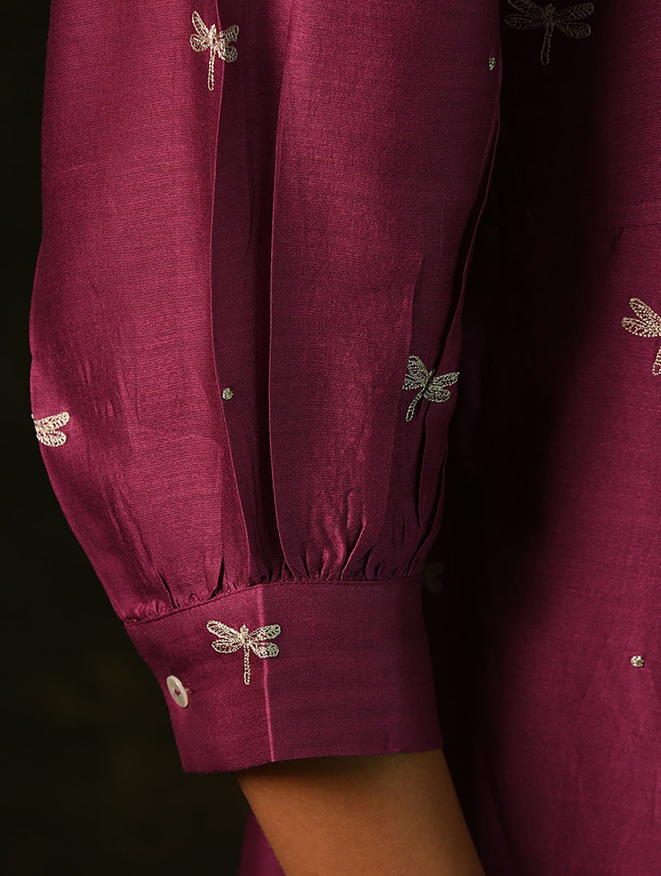 Women Pink Embroidered Silk Cotton Dress with Slip