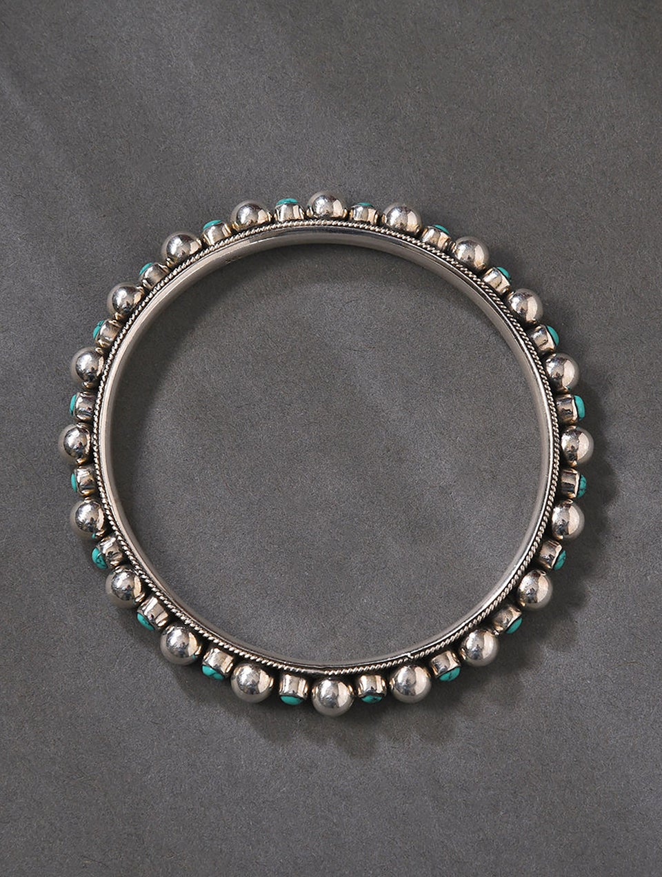 Women Turquoise White Silver Bangle