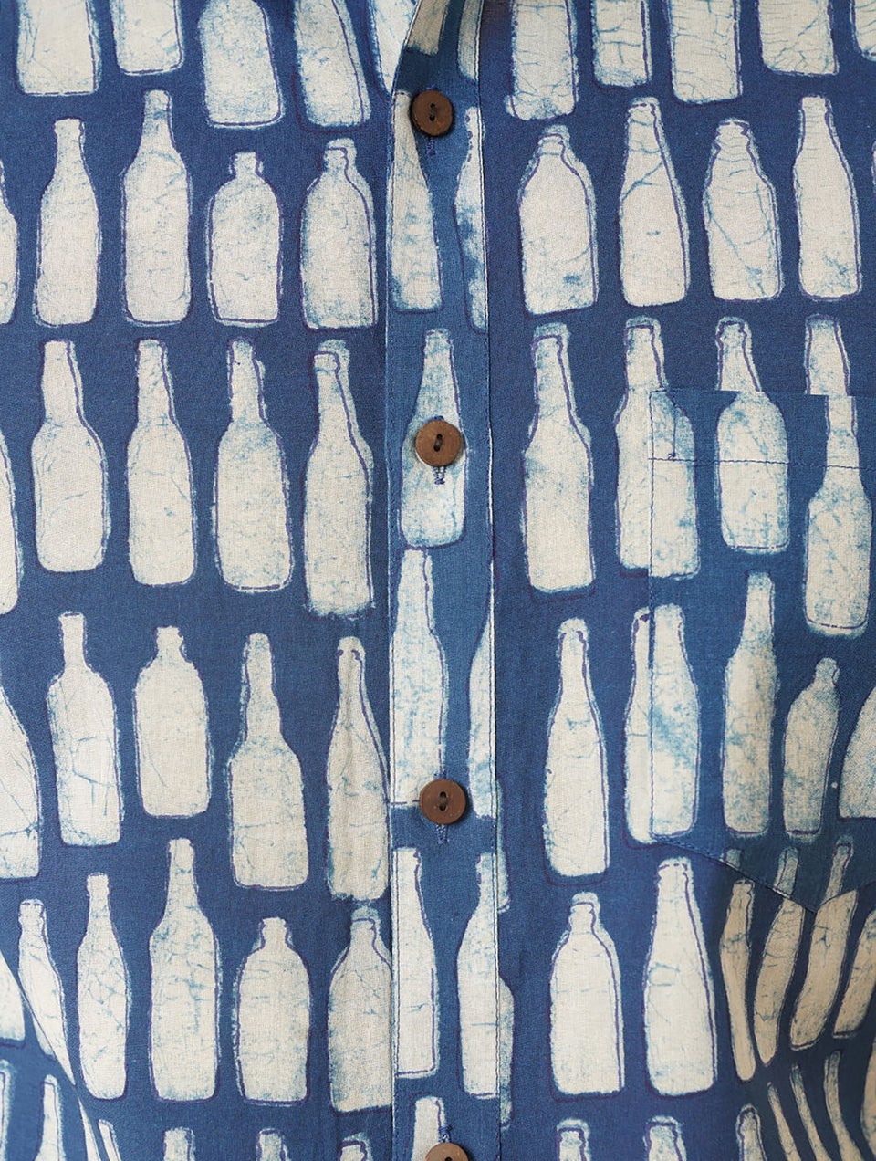 Men Blue Block Printed Cotton Half Sleeve Shirt