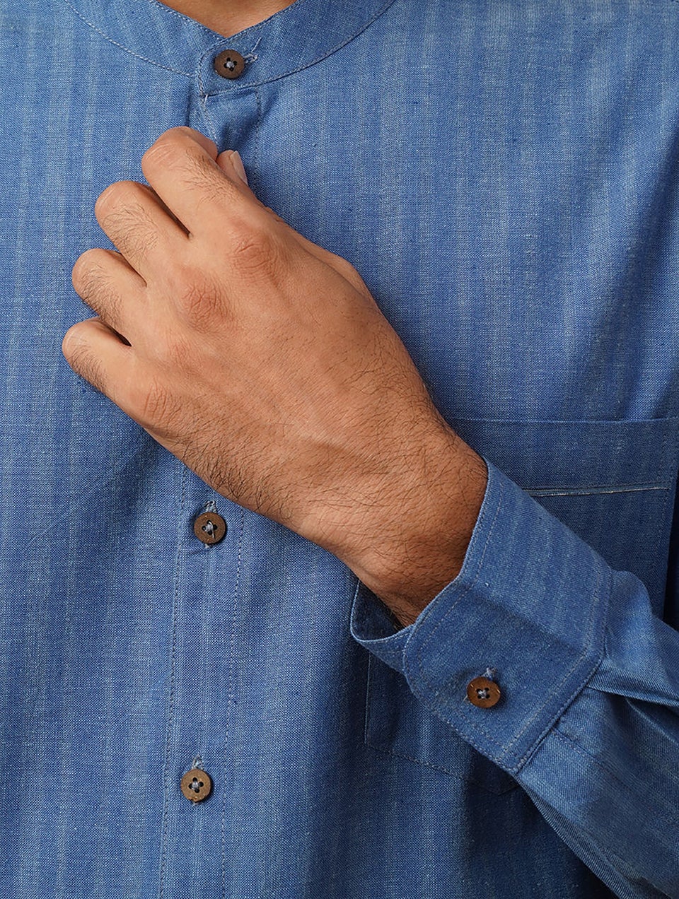 Men Blue Full Sleeves Cotton Shirt