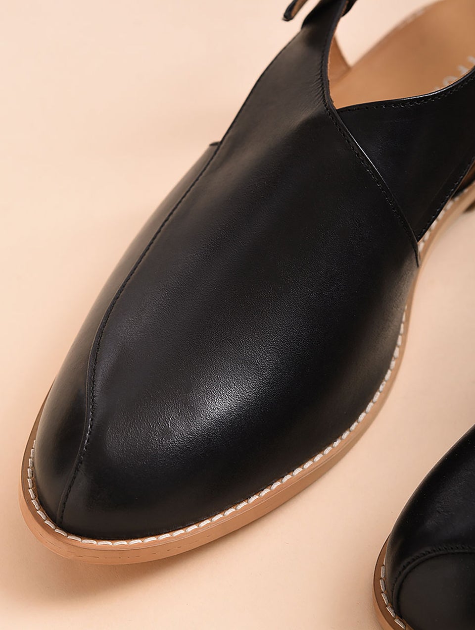 Men Black Handcrafted Genuine Leather Peshawari for Men