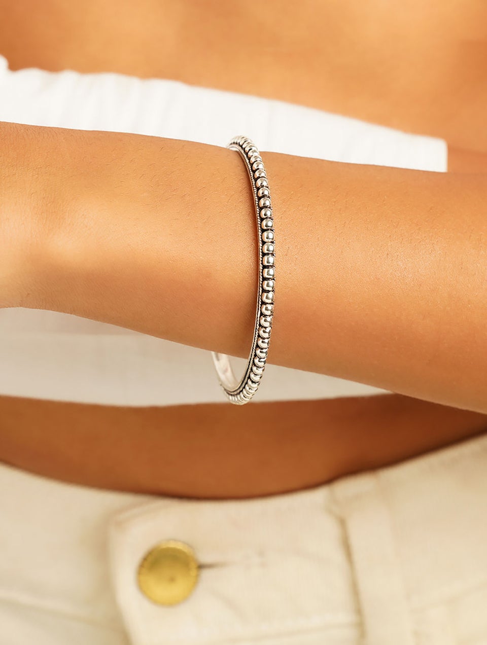 Women Tribal Silver Bangle - 2/4