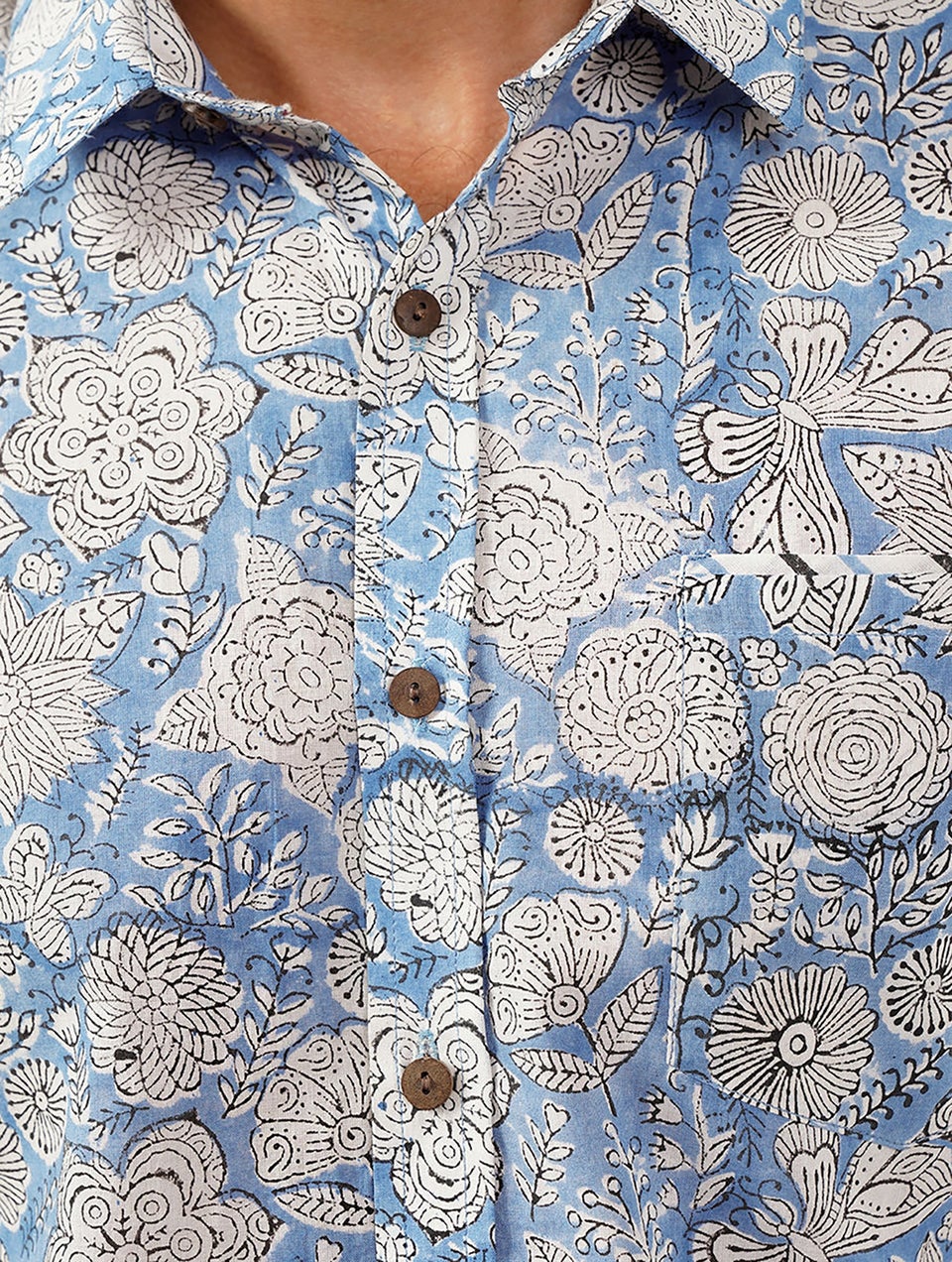 Men Multicolor Block Printed Cotton Half Sleeve Shirt