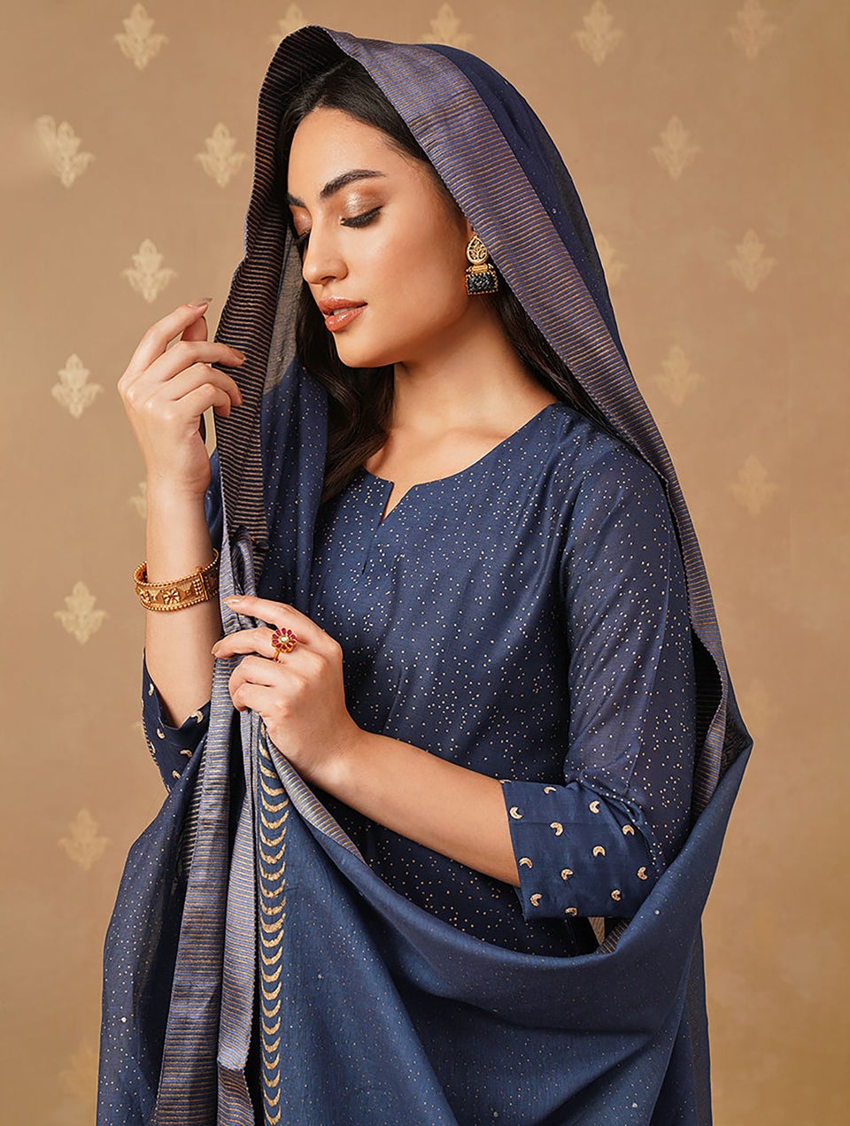Women Indigo Khadi Silk Cotton Kurta
