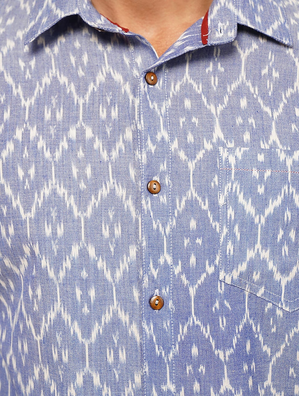 Men Blue Ikat Cotton Full Sleeve Shirt