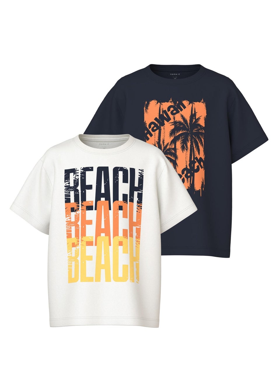 Name It Boys 2 Pack White & Black Beach T-Shirts (7-14yrs)
