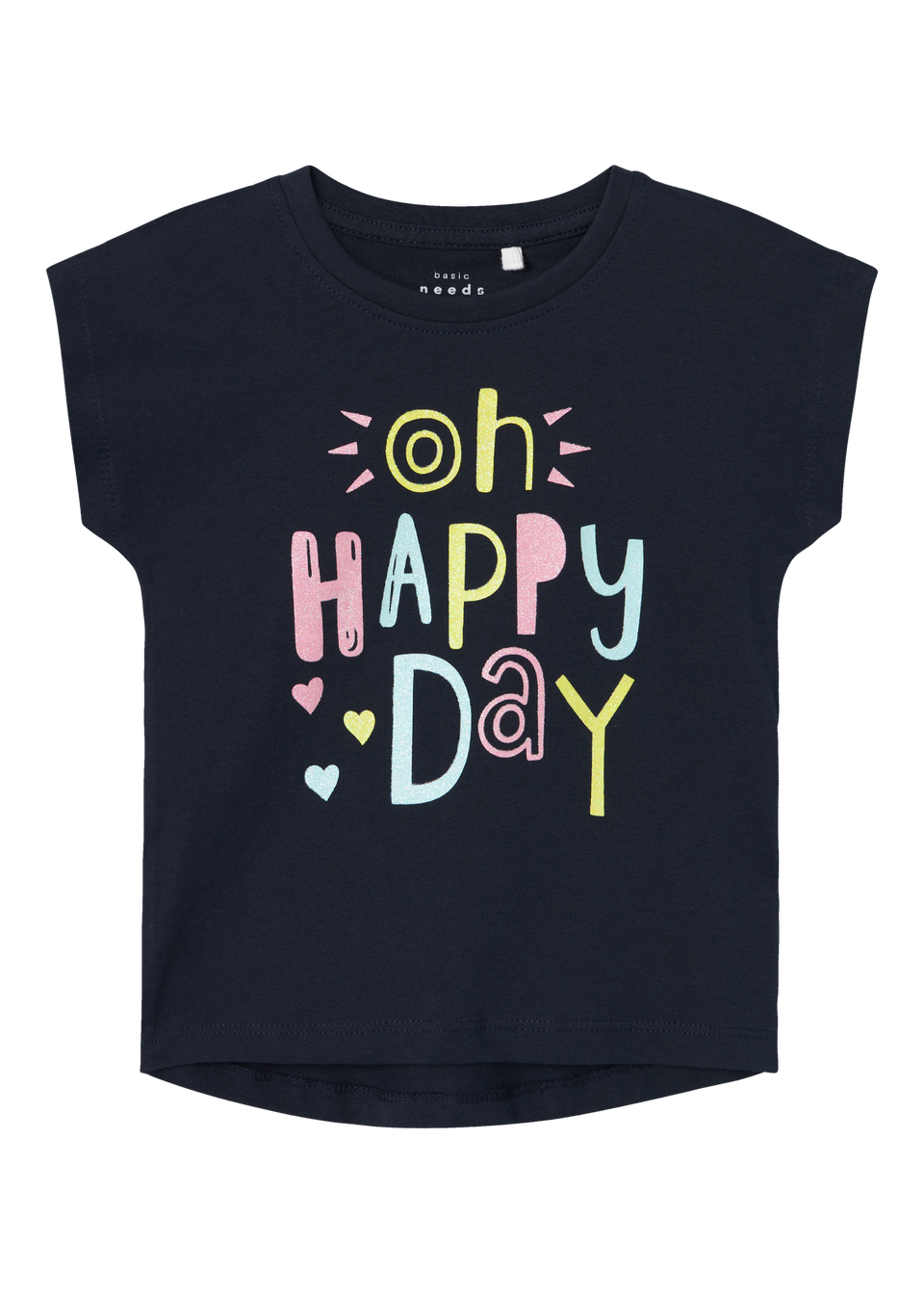 Name It Girls Black Happy Day T-Shirt (9mths-5yrs)