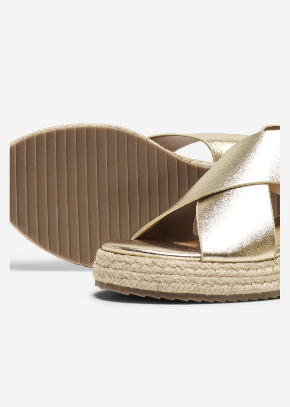 ONLY Gold Cross Strap PU Sandals