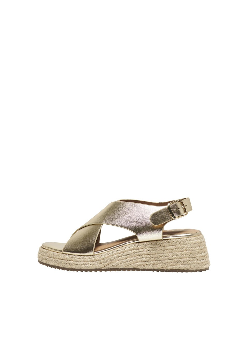 ONLY Gold Cross Strap PU Sandals