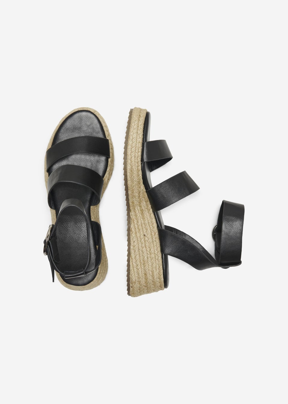 Only Black PU Espadrille Heel Sandals