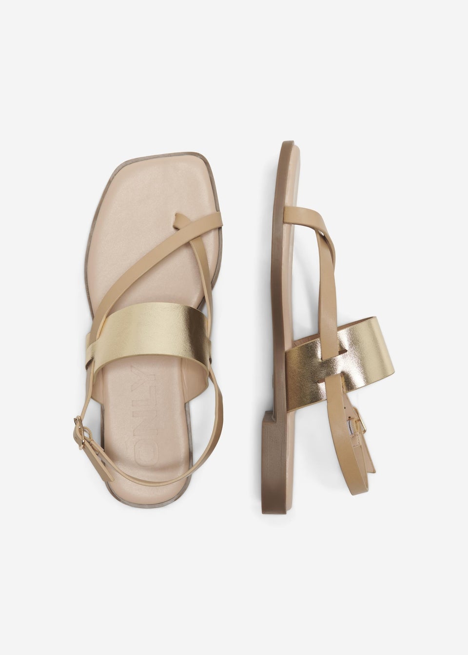 In The Style Gold Toe Split Sandals