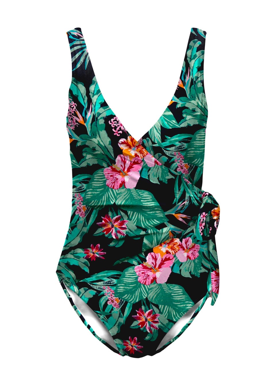 ONLY Floral Print Julie Wrap-Tie Swimsuit