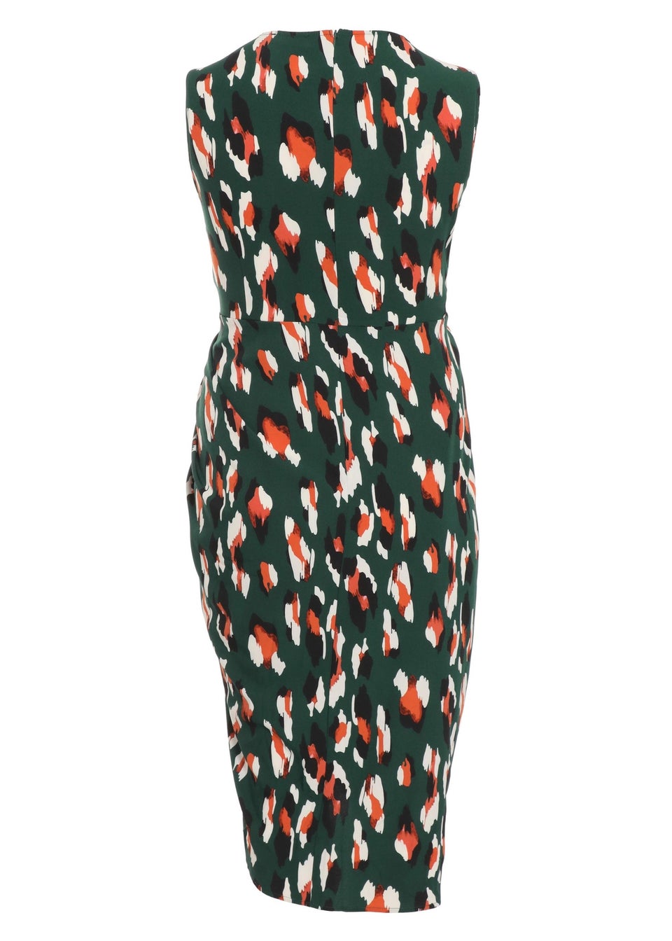 Quiz Green Curve Animal Print Ruched Midi Dress