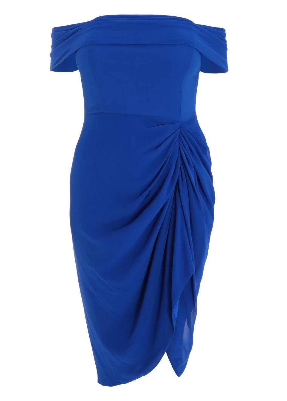 Quiz Blue Curve Chiffon Bardot Midi Dress