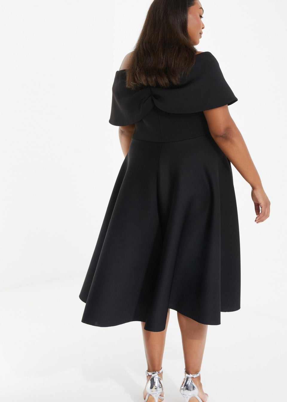 Quiz Black Curve Midi Skater Dress