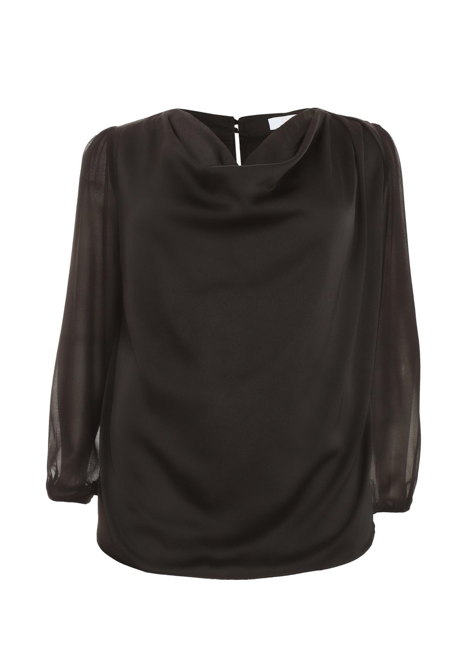 Quiz Black Curve Chiffon Cowl Neck Top