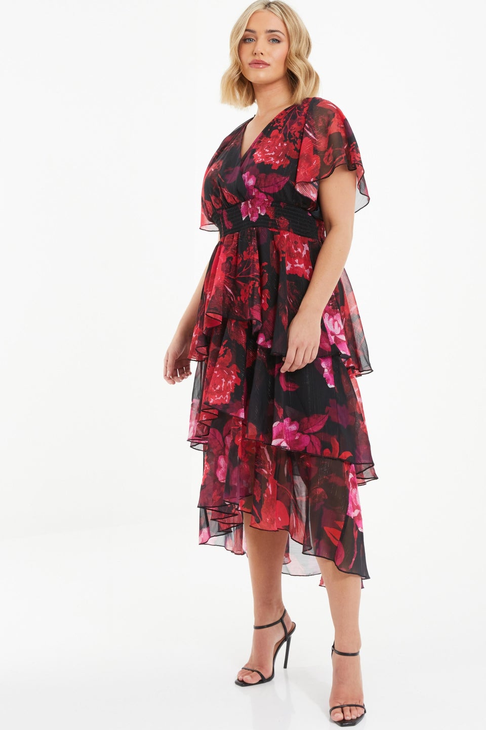 Quiz curve hot sale red dress