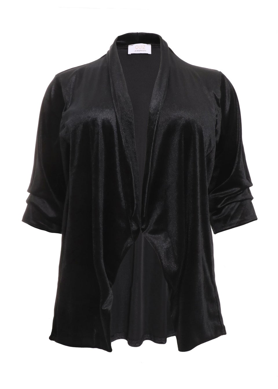 Quiz Black Curve Velvet Waterfall Blazer