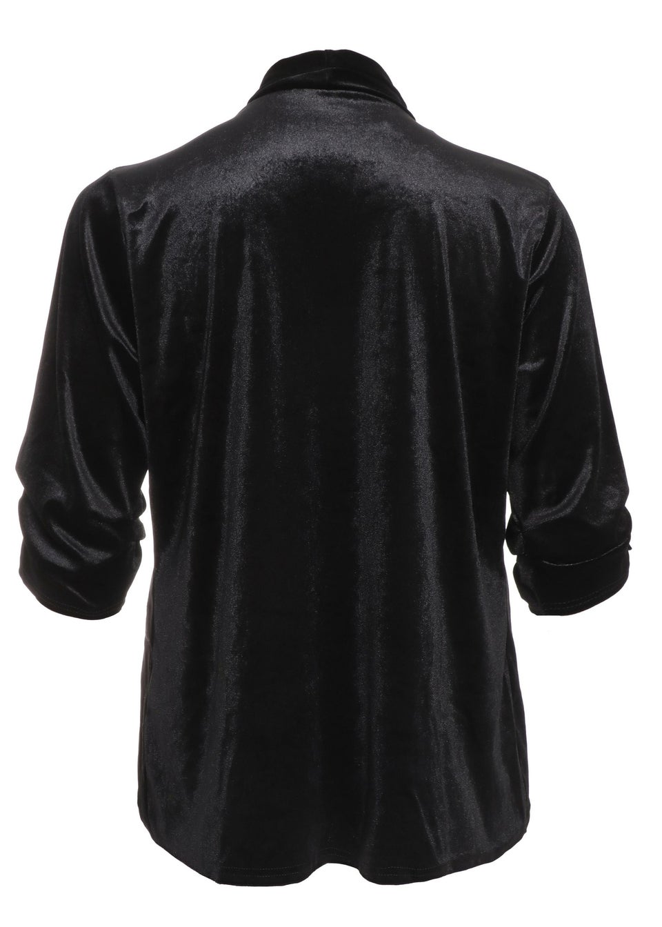 Quiz Black Curve Velvet Waterfall Blazer