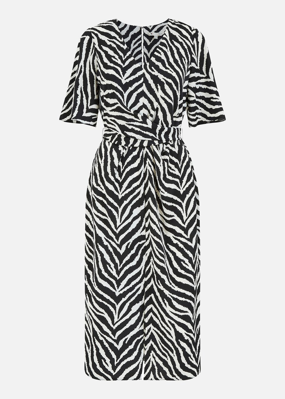 Yumi Zebra Print Satin Kimono Sleeve Wrap Dress