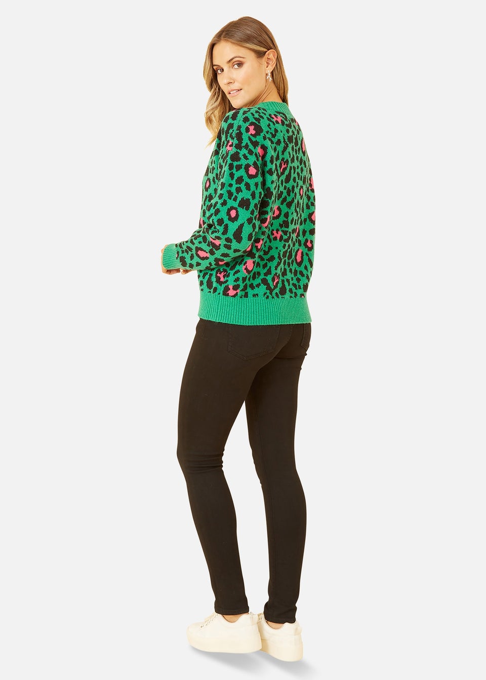 Green leopard print cardigan shop