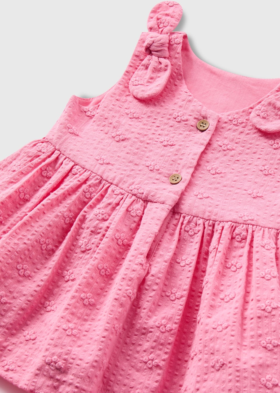 Baby Pink Bow Shoulder Dress & Knickers Set (Newborn-23mths)