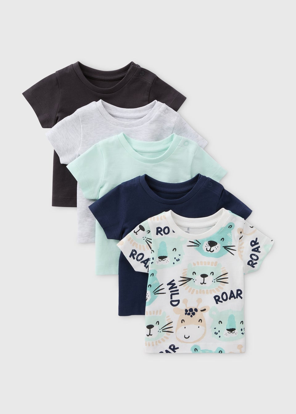 Baby 5 Pack Multicolour Roar T-Shirts (Newborn-23mths)