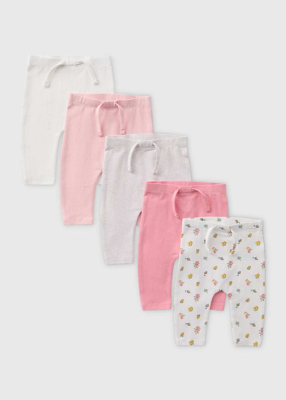 Baby 5 Pack Pink Floral Leggings (Newborn-23mths)
