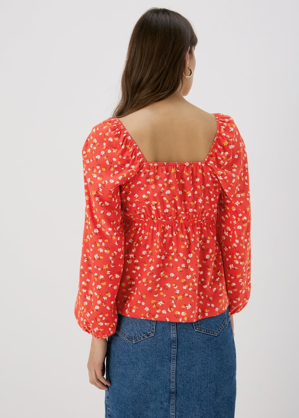 Red Floral Sweetheart Top