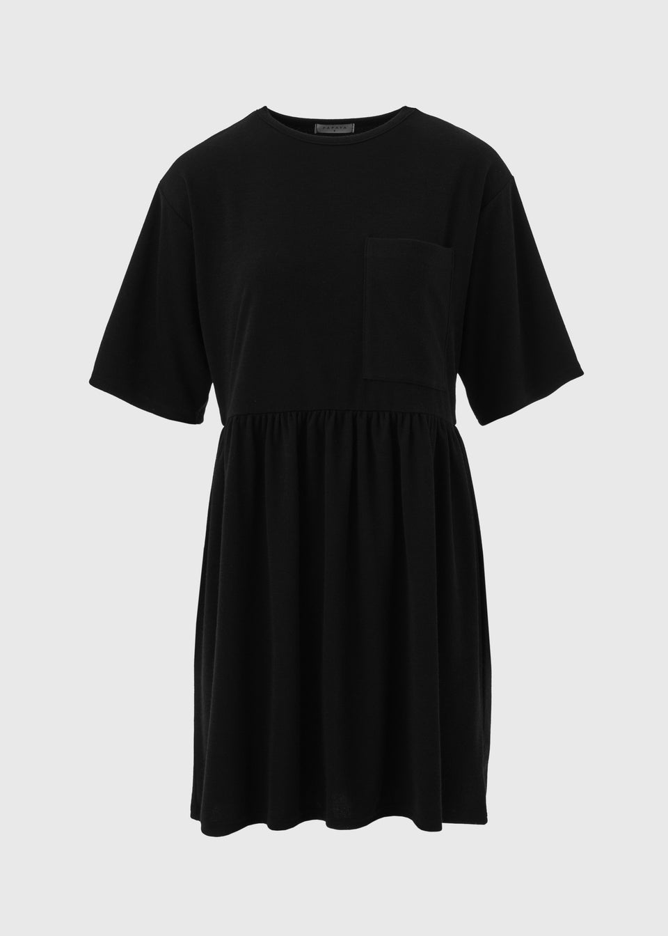 Black Pocket Front Smock Dress