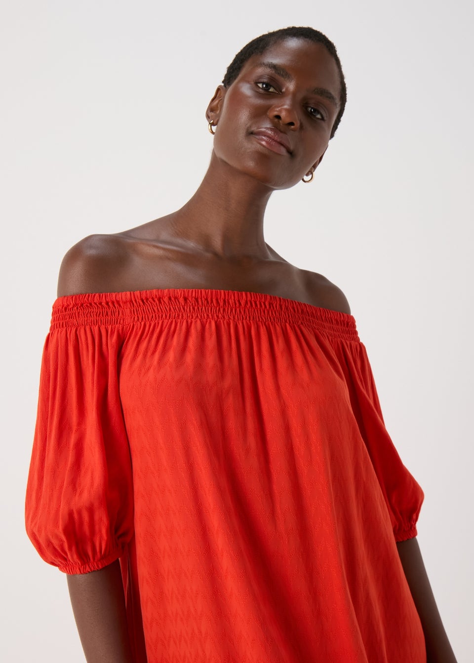 Red Bardot Maxi Dress