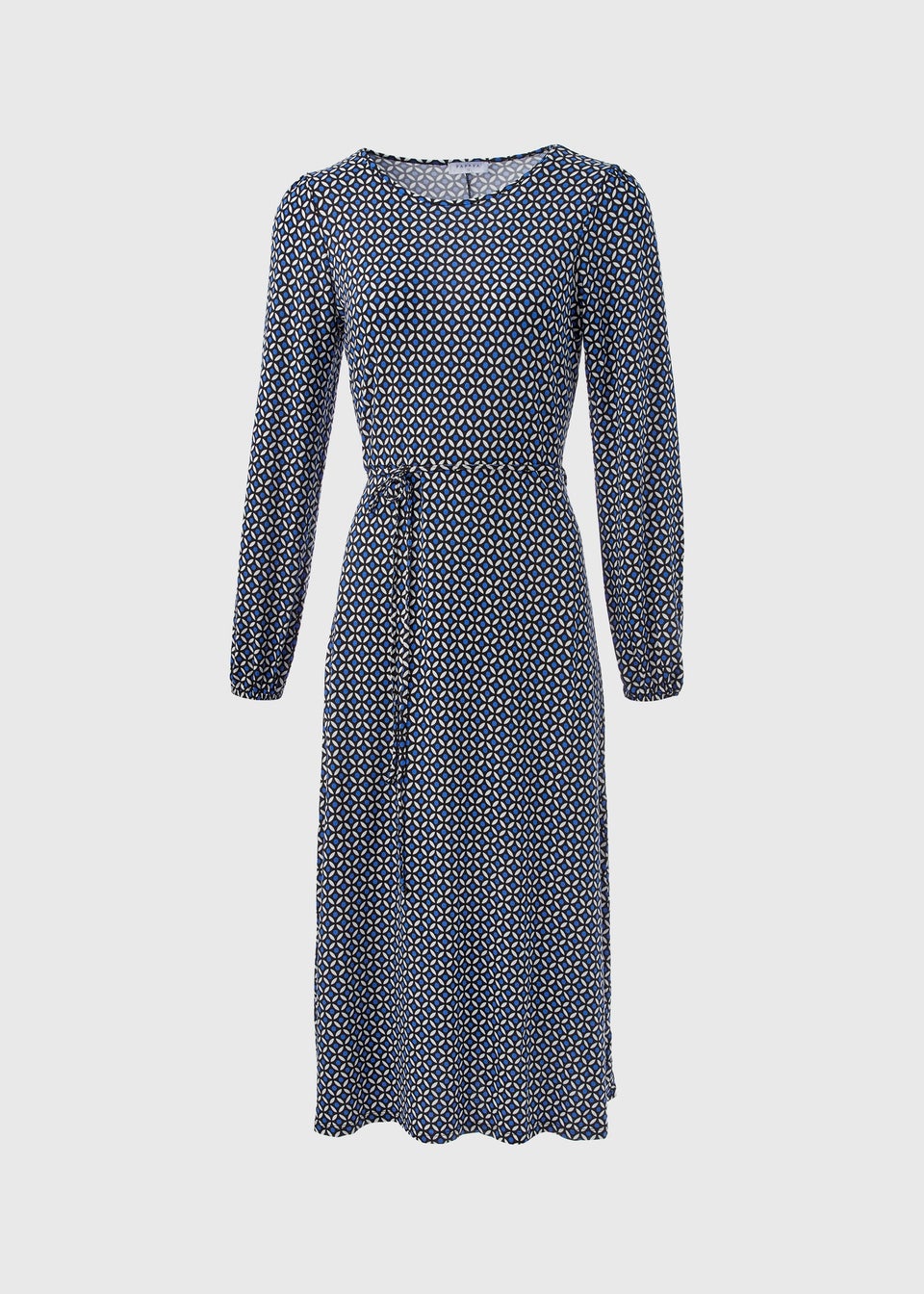 Navy Patterned Jersey Dress