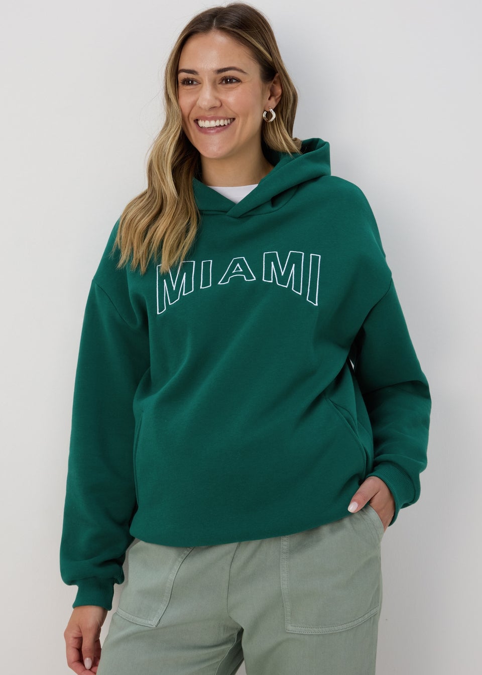 Papaya Green Miami Slogan Hoodie