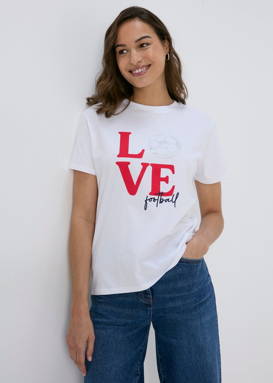 White Love Football T-Shirt