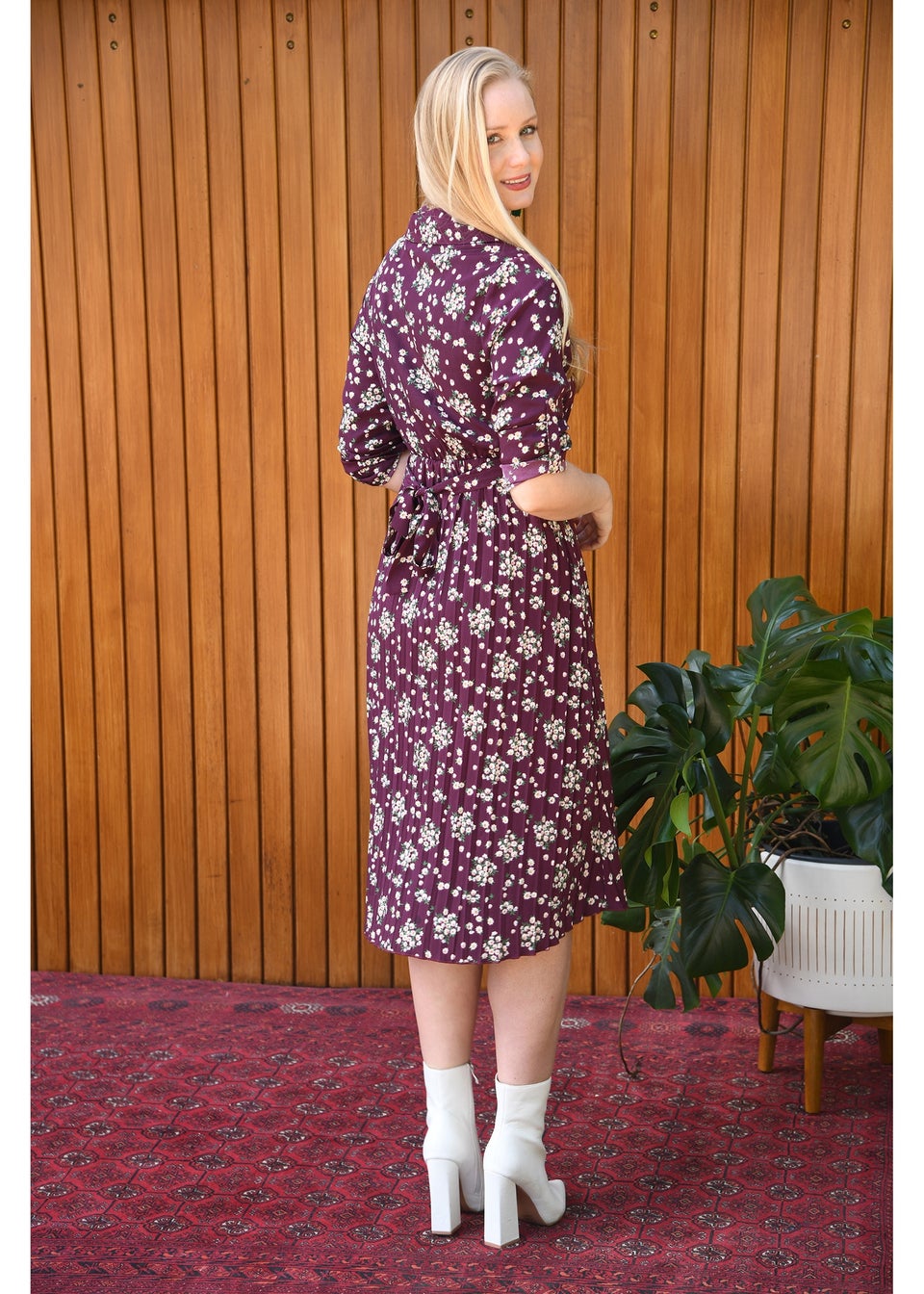 Ditsy blossom pleated dress cheap