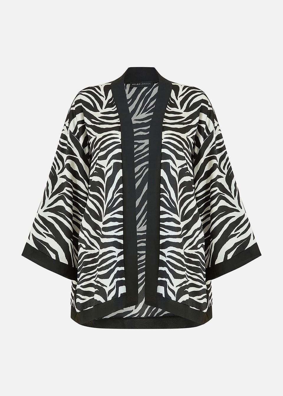 Mela Curve Zebra Print Satin Kimono