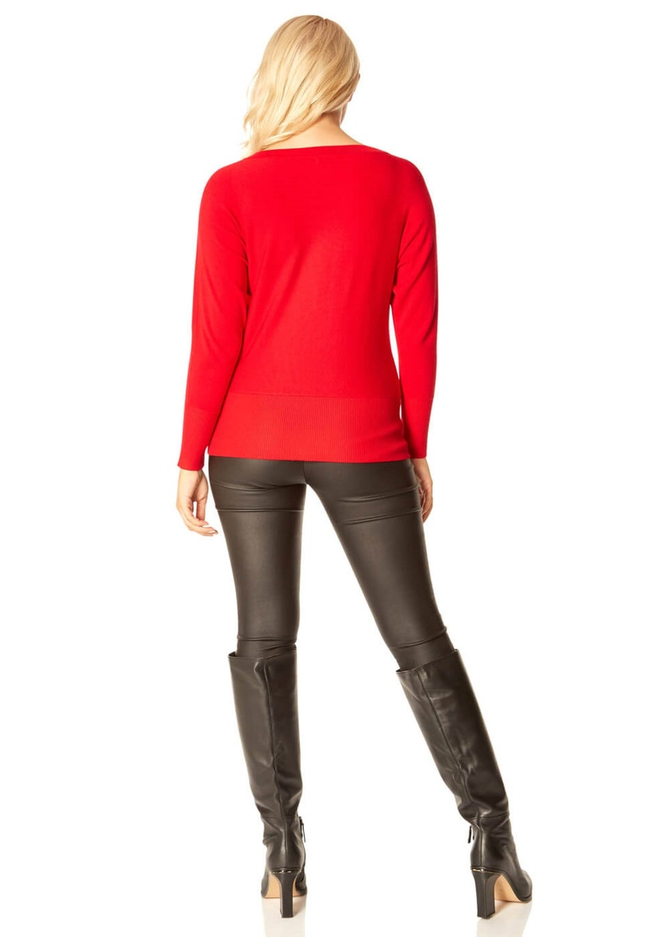 Roman Red Long Sleeve Sequin Leaf Jumper