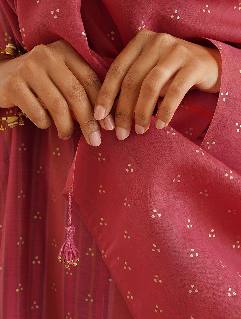 Women Coral Red Cotton Silk Khadi Collection Dupatta