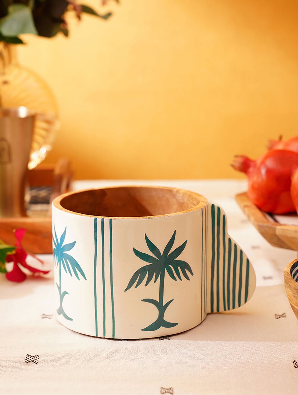 Indigo Blue Wood Hand Painted Mug