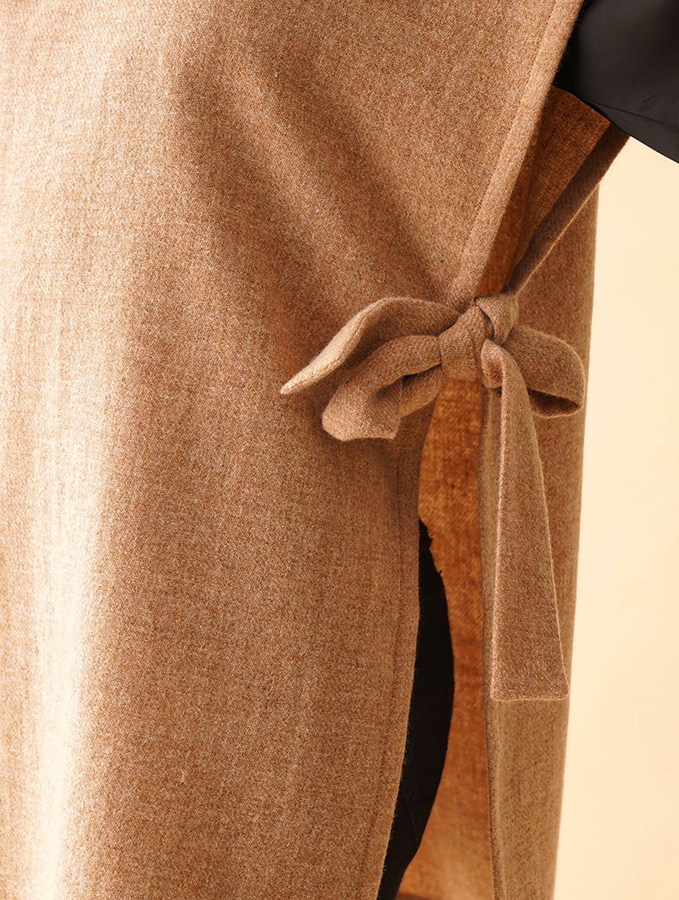 Women Beige Brown Wool Solid Round Neck Shrug & Overlay